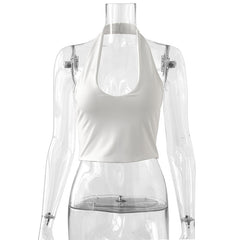 Fashionable Casual Women's Solid Color Minimalism Halter Top