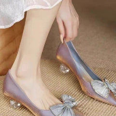 French Style Pointed Toe Chunky Mid-heel Single Shoes